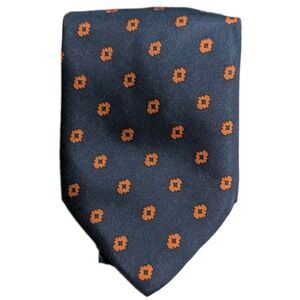 S.T. Dupont Paris Silk Tie Blue Orange Geometric Floral Wide 3.75"